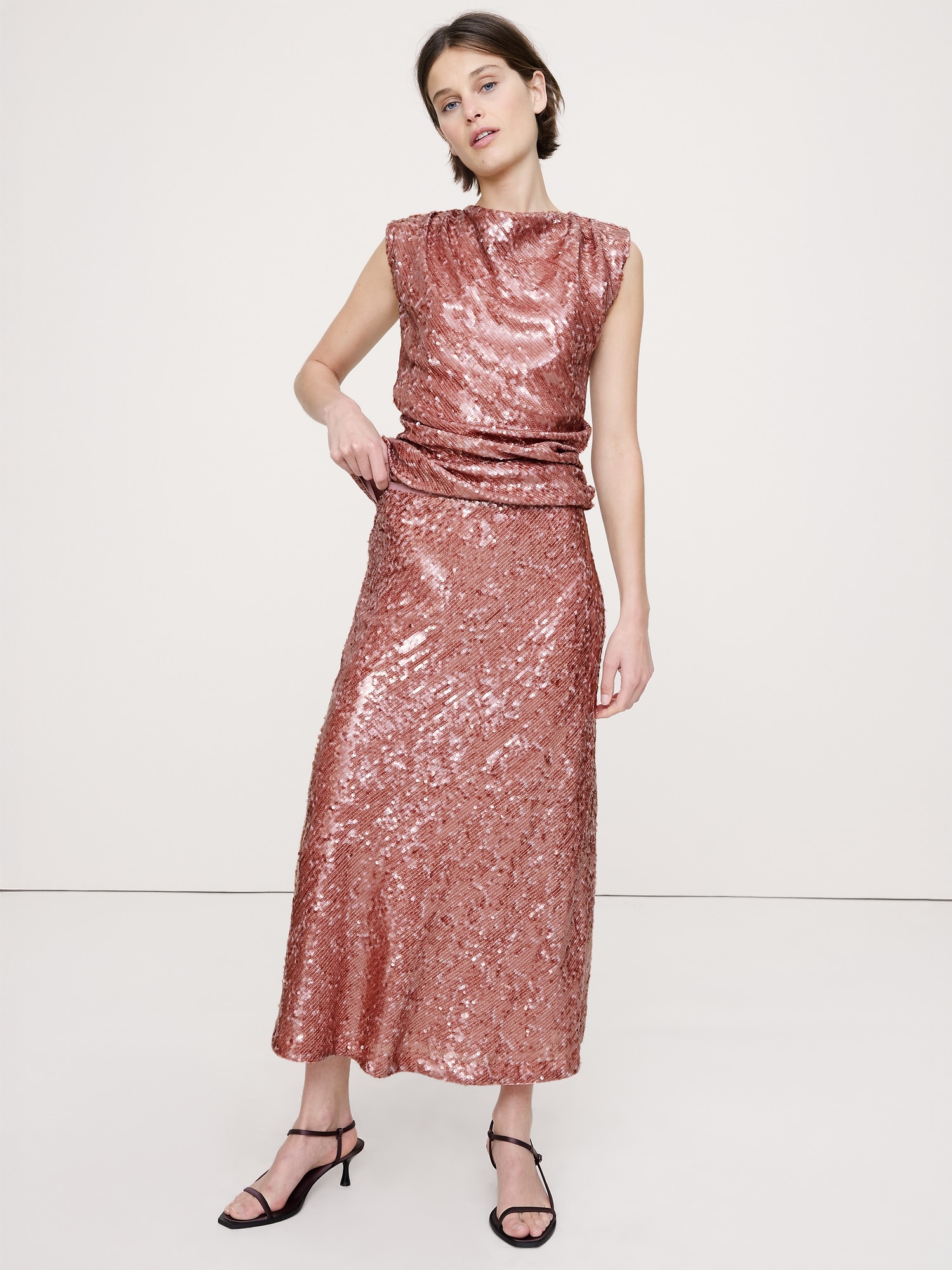Image number 5 showing, Bias-Cut Sequin Maxi Skirt