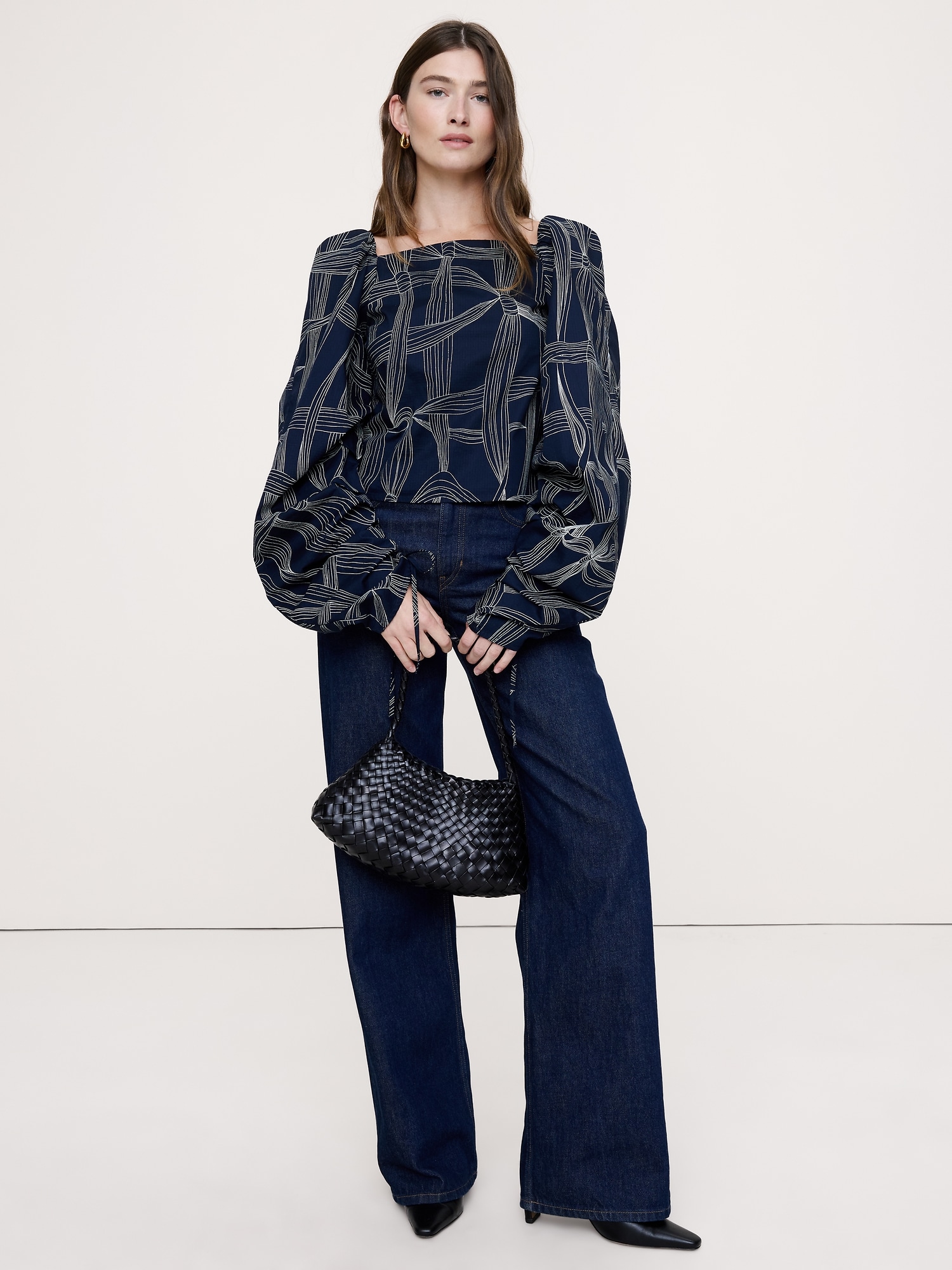 Haut en coton extensible à encolure carrée