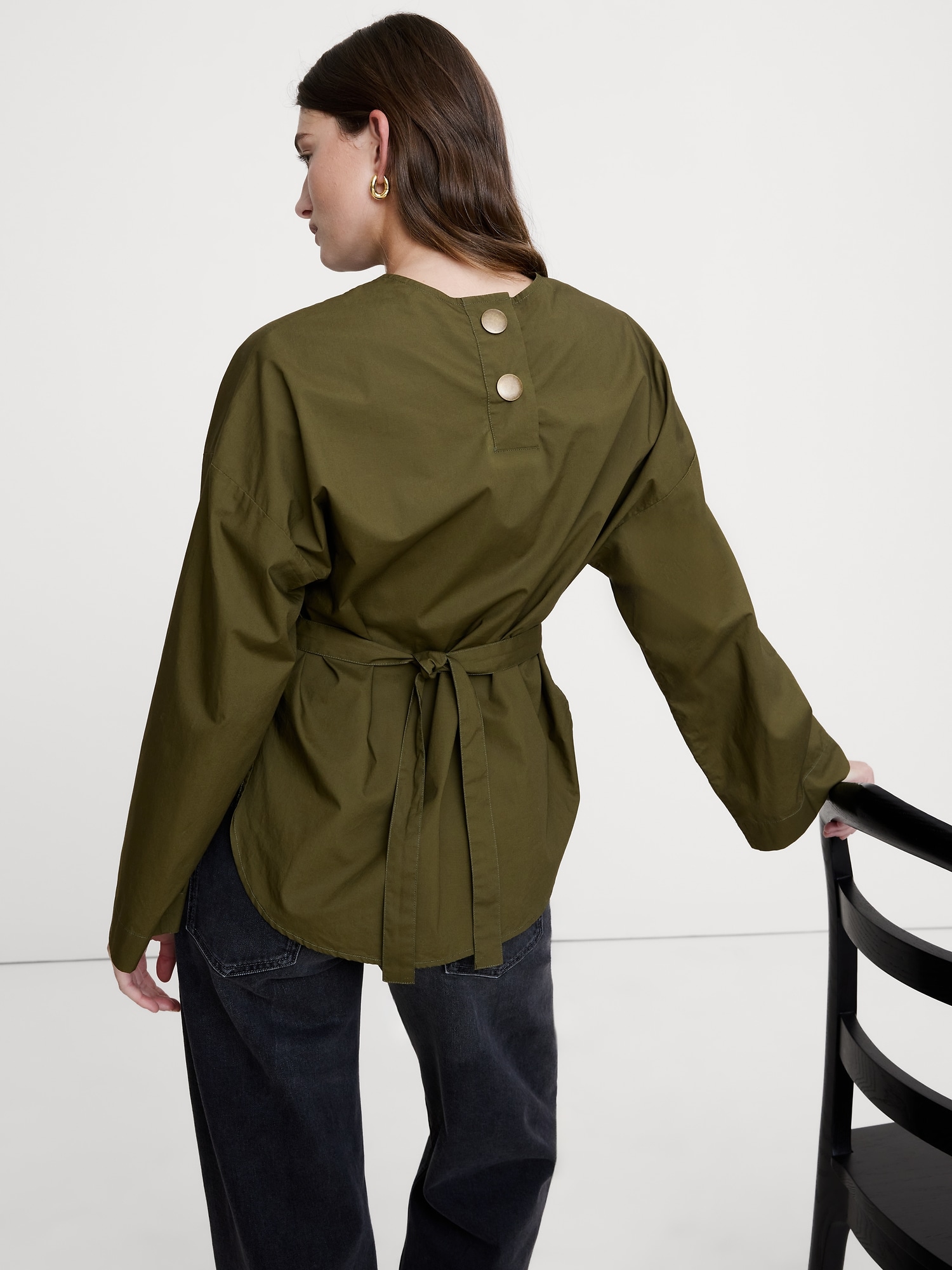 Image number 6 showing, Cotton Poplin Cinch-Waist Top