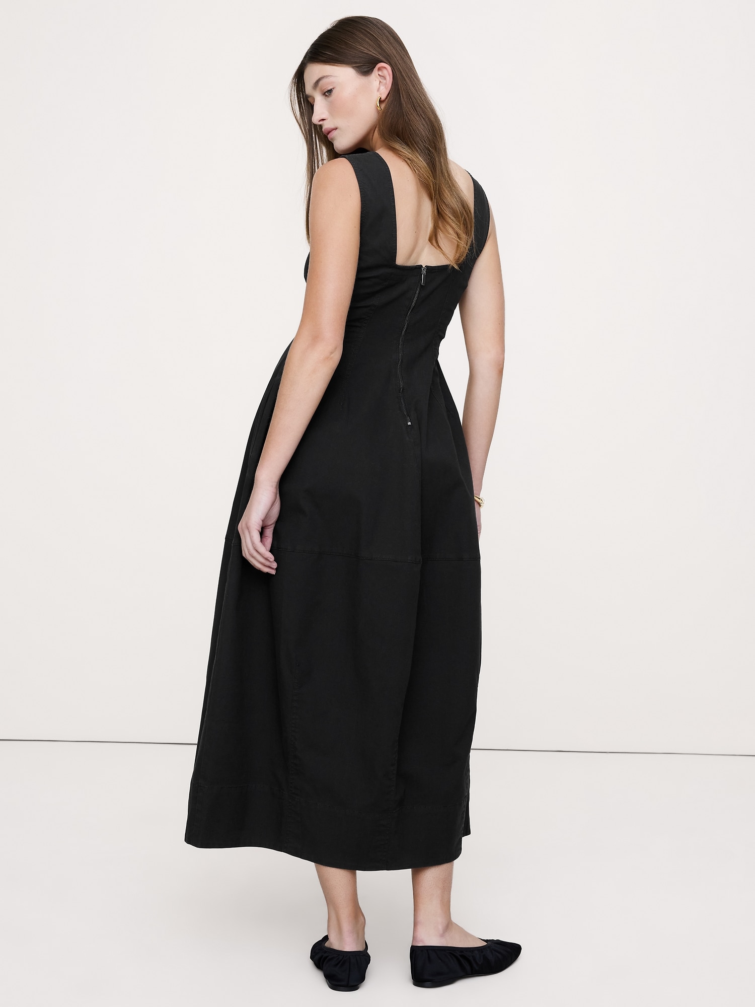 Image number 3 showing, Stretch-Cotton Barrel Midi Dress
