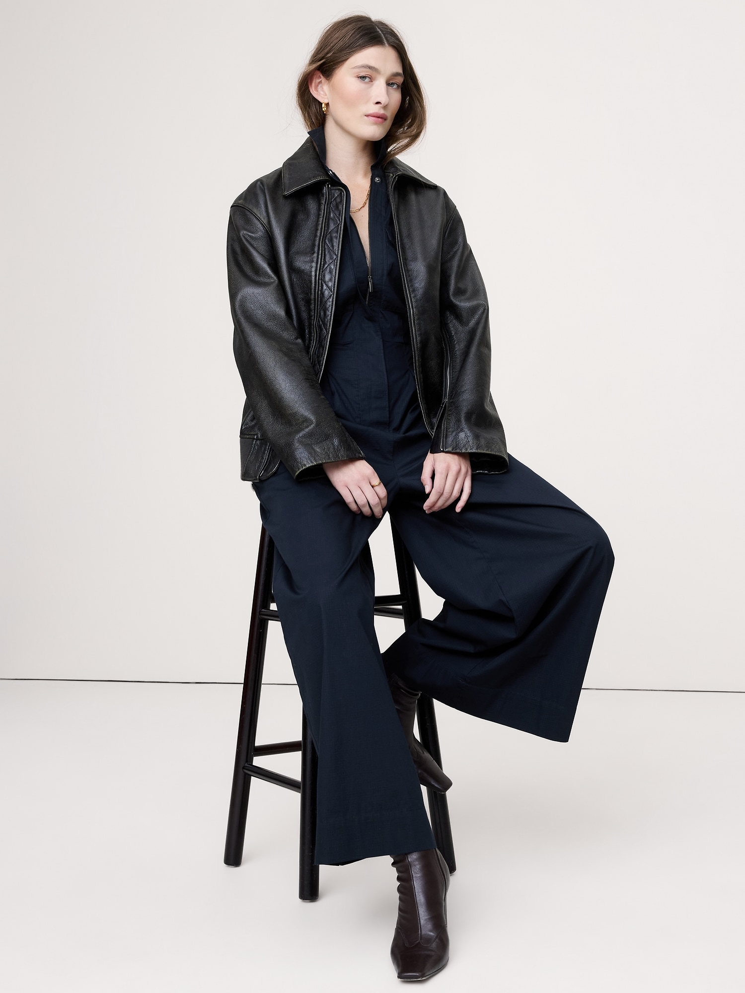 Image number 4 showing, Stretch-Cotton Wide-Leg Utility Jumpsuit