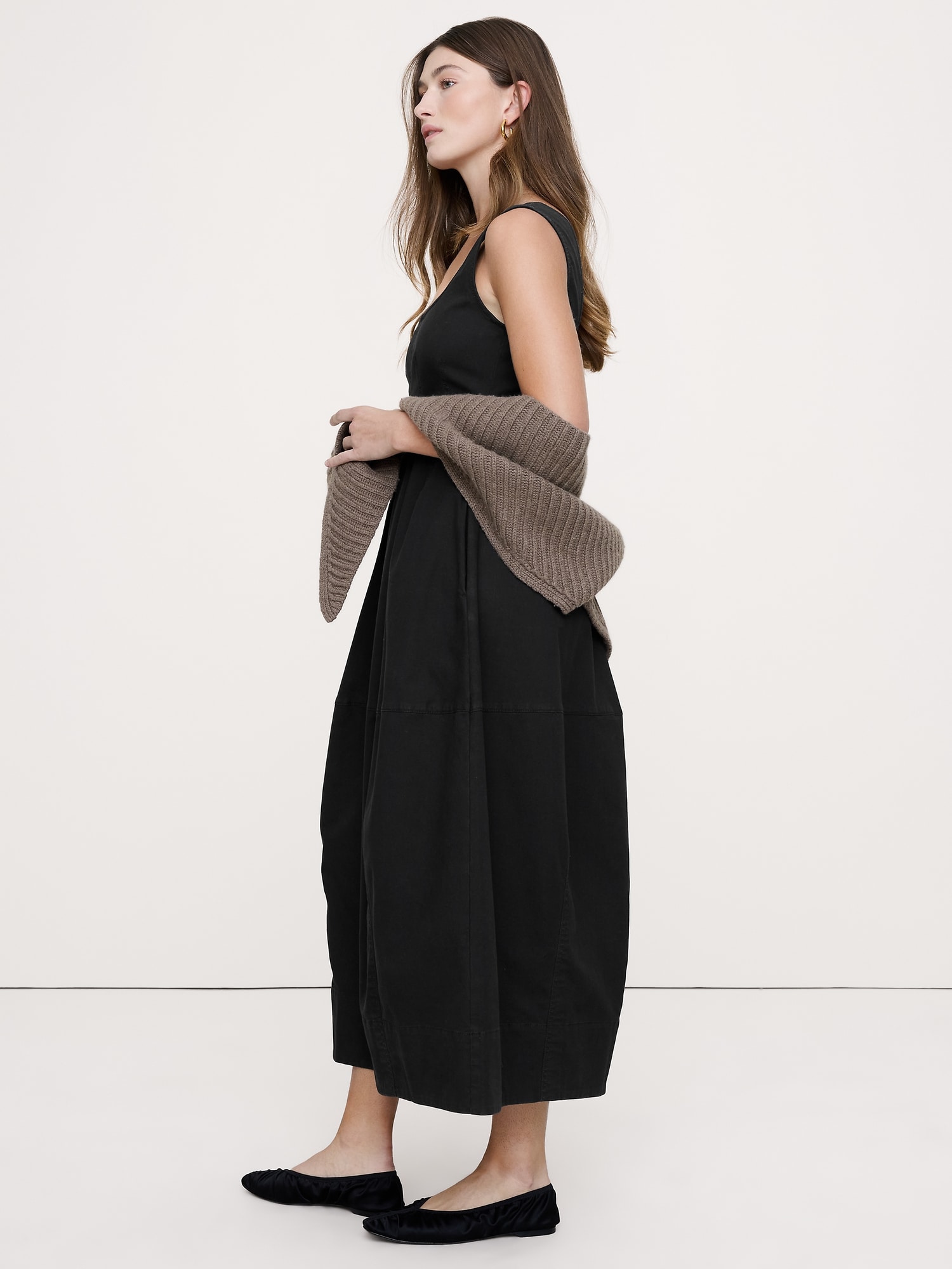 Image number 4 showing, Stretch-Cotton Barrel Midi Dress