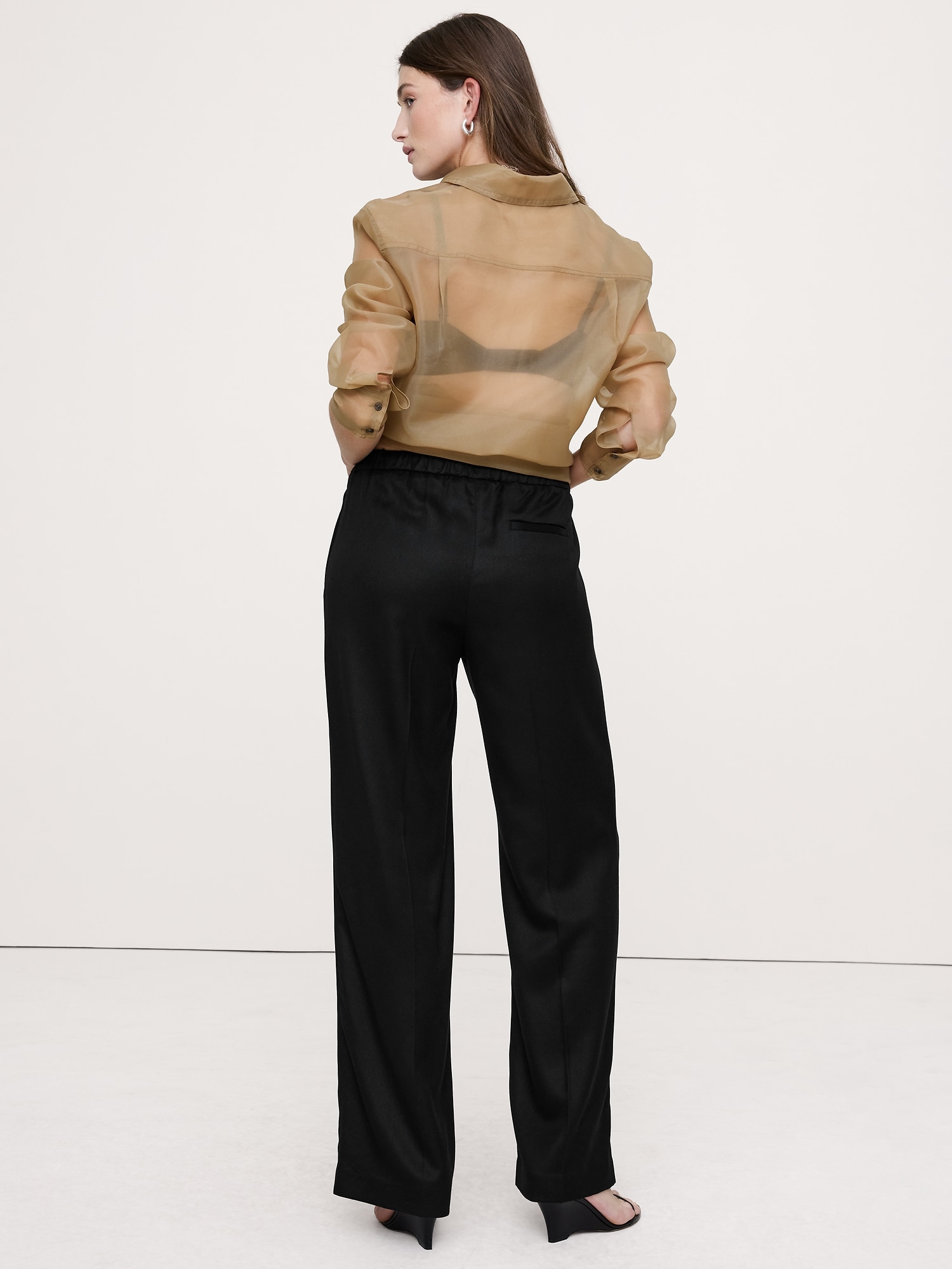 Image number 3 showing, Mid-Rise Wide-Leg Drapey TENCEL™ Pull-On Pant