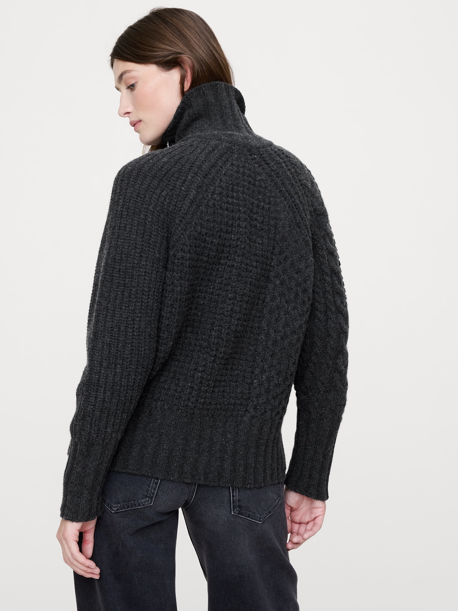 Image number 3 showing, Merino-Cotton Asymmetrical Zip Sweater