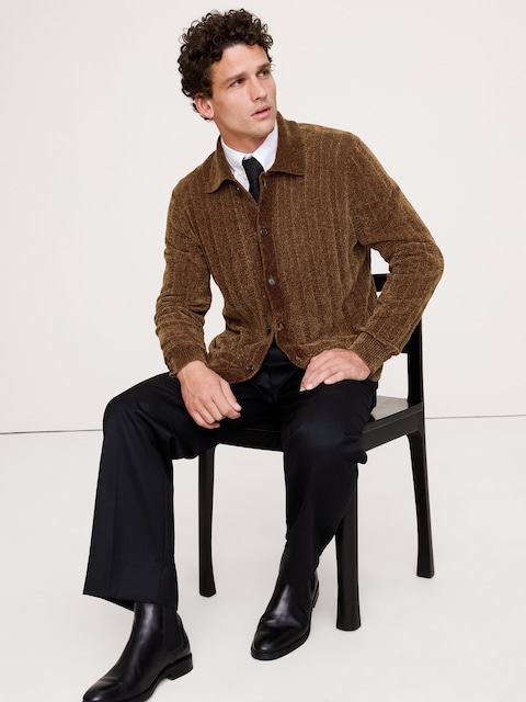 CARDIGAN POLO EN CHENILLE