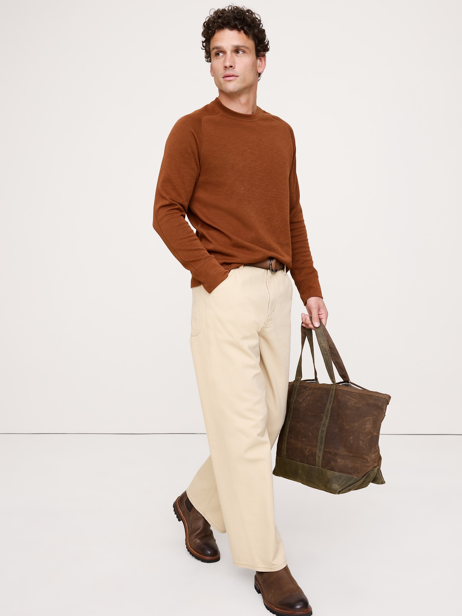 T-SHIRT RAS DU COU EN TRICOT DOUBLE DE FIL FLAMMÉ