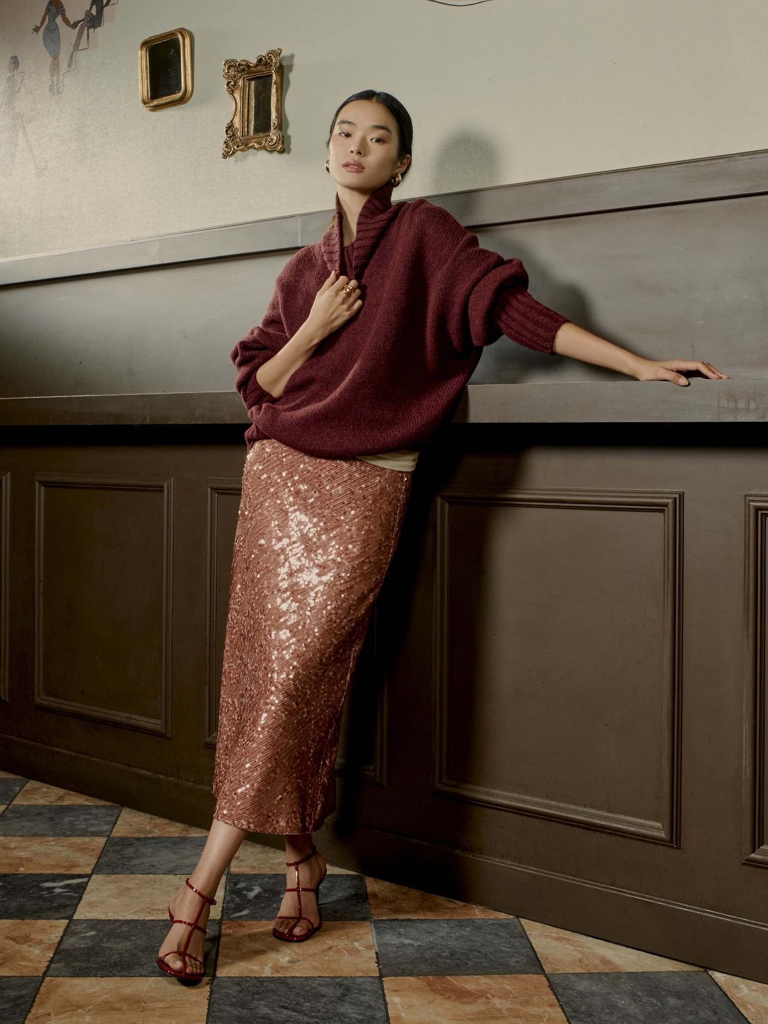 Image number 6 showing, Bias-Cut Sequin Maxi Skirt