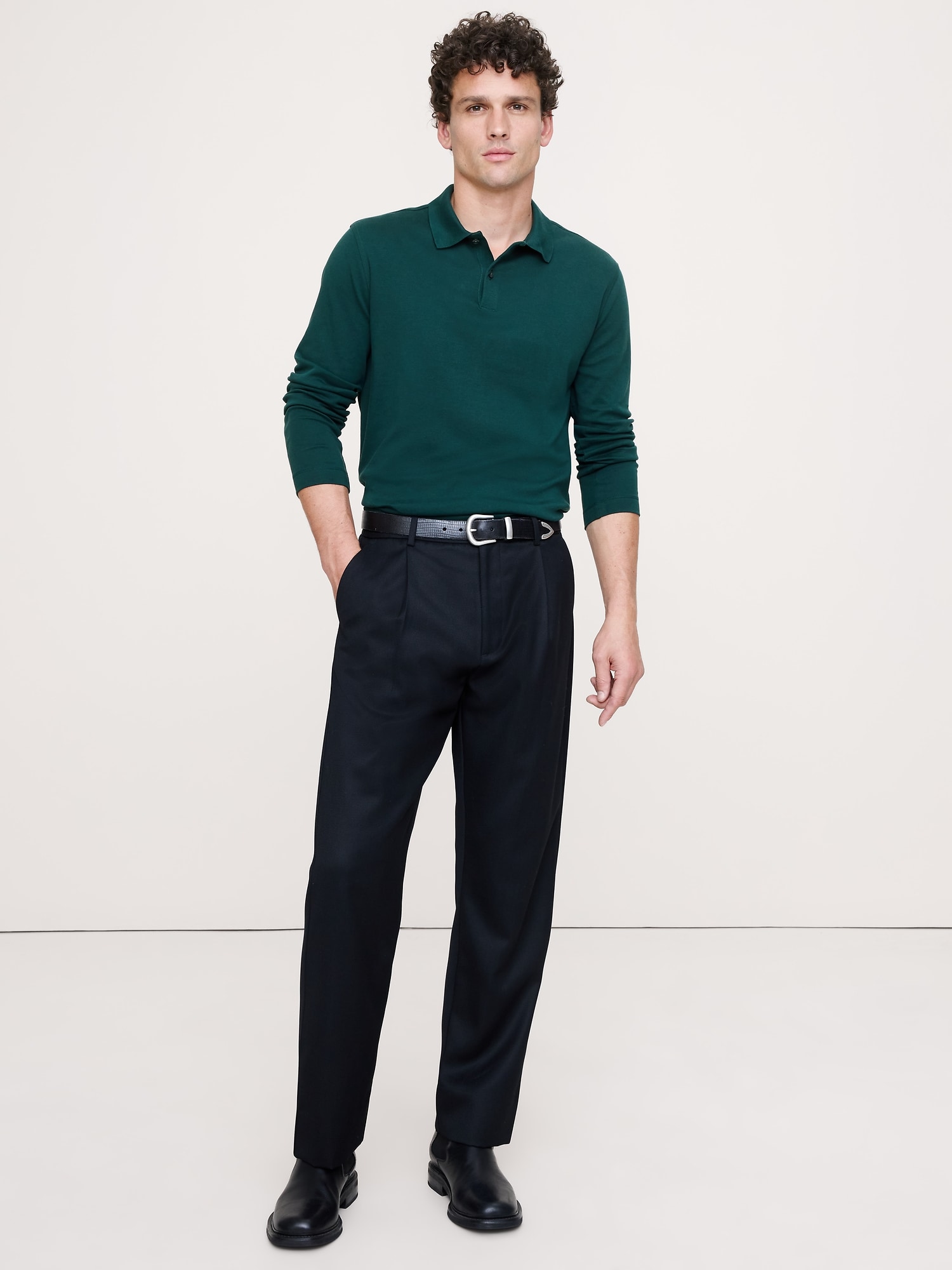 Polo à manches longues en tissu luxueux