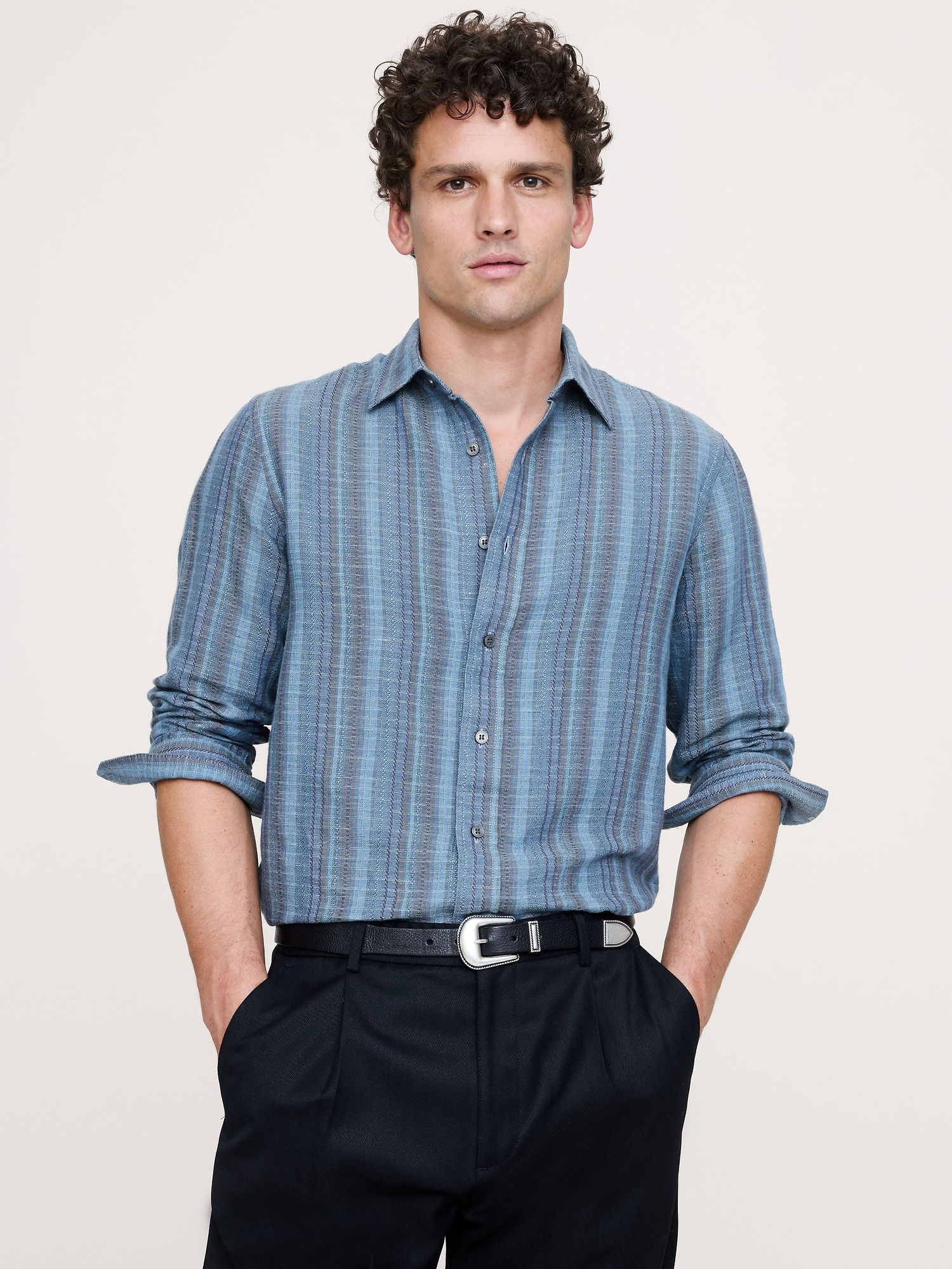 Image number 3 showing, Standard-Fit Linen-Cotton Shirt