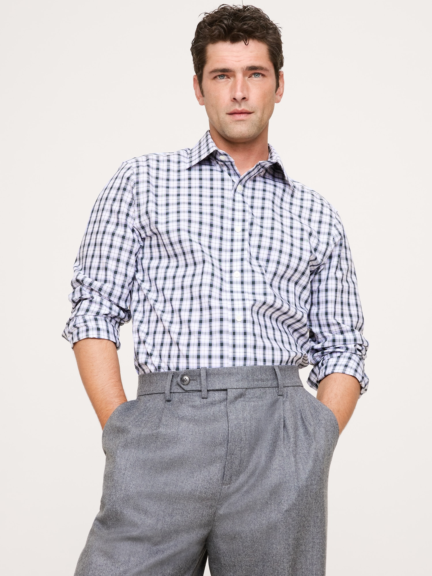Chemise standard habillée infroissable - Lilas/Gris