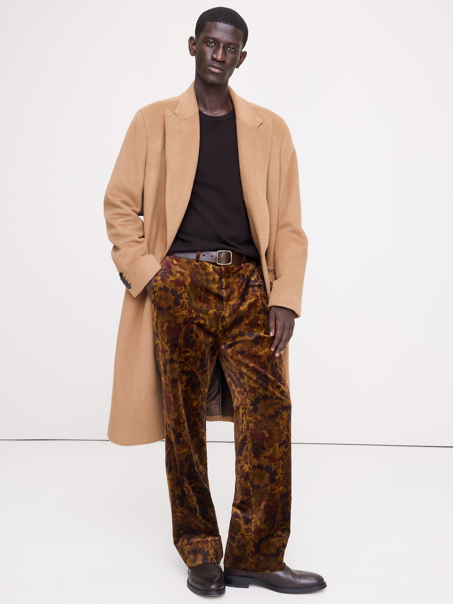 Pantalon droit en velours - Imprimé