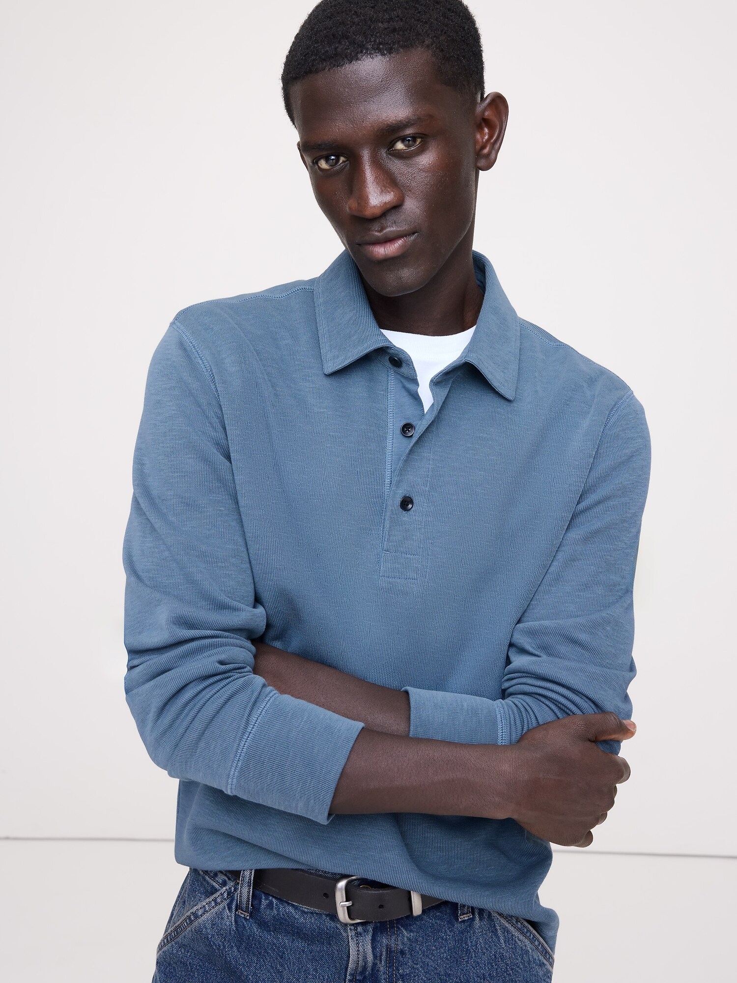 POLO EN TRICOT DOUBLE FLAMMÉ