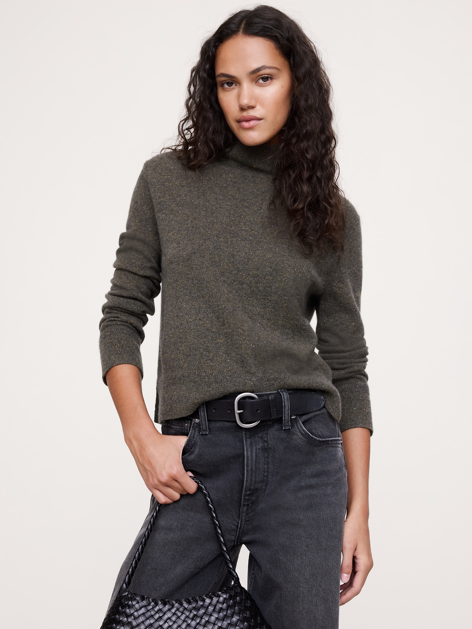 Cashmere Turtleneck Sweater - Bronze Olive