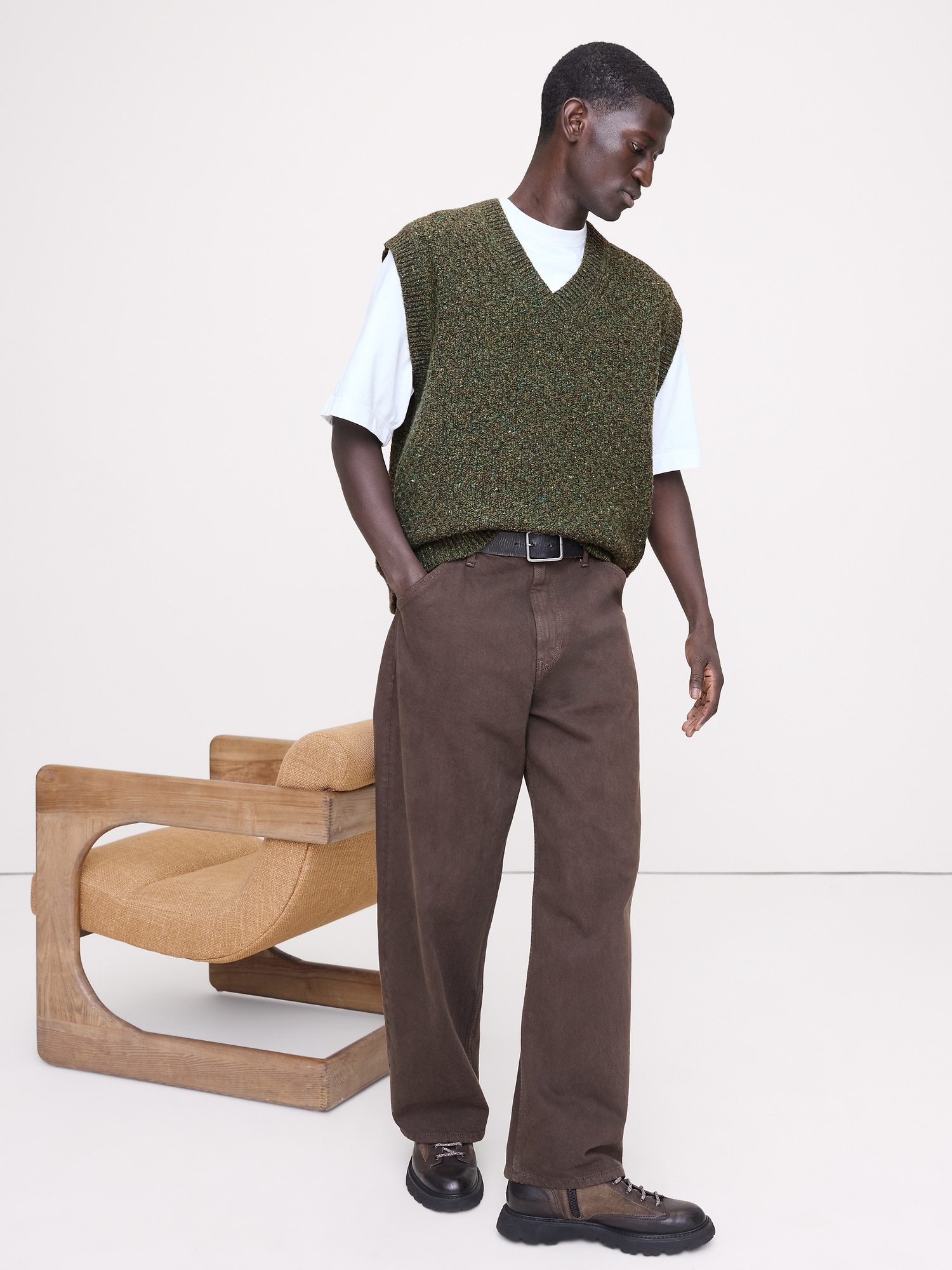 Donegal Wool-Blend Sweater Vest - Hidden Forest Green