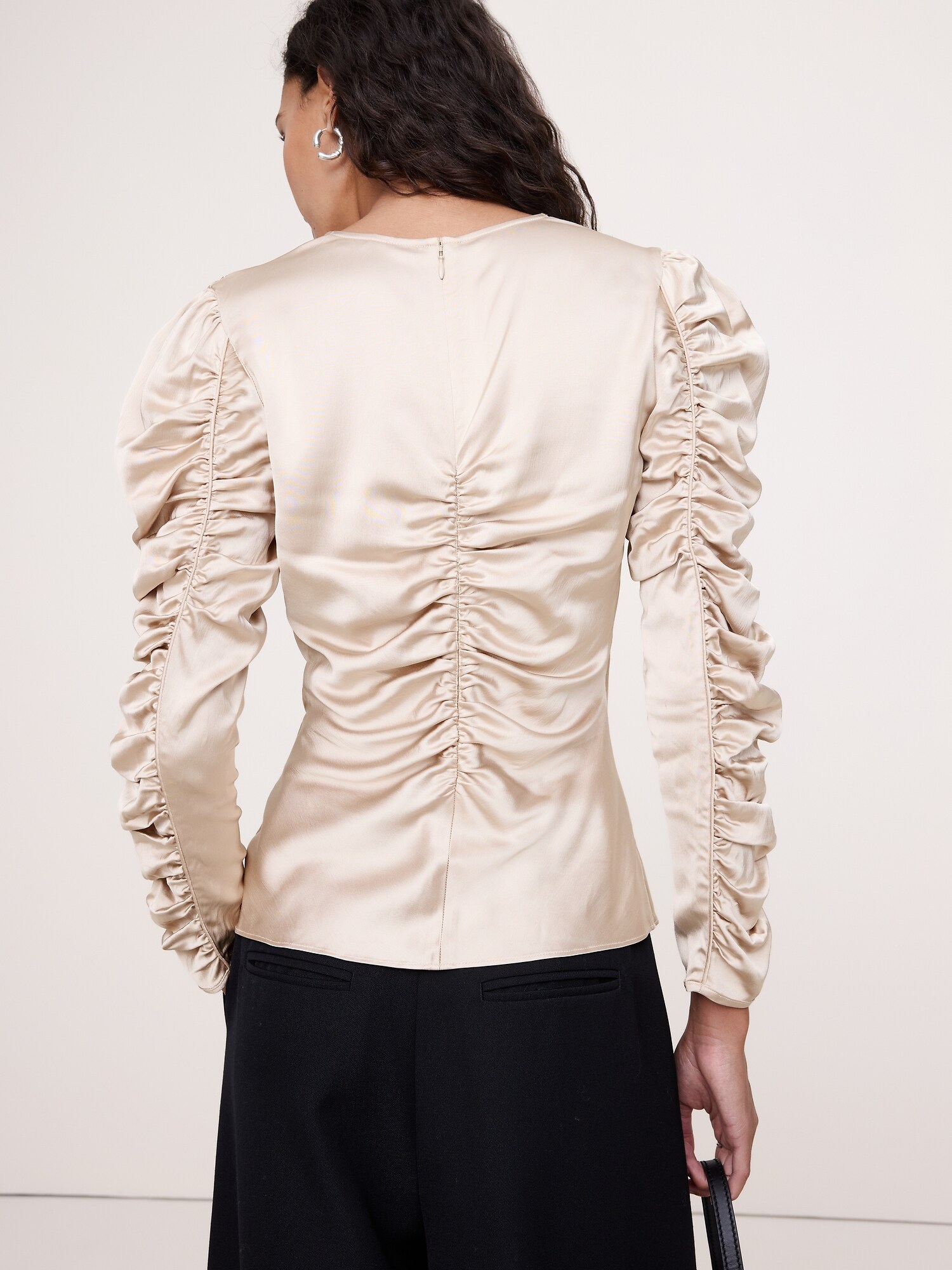Image number 5 showing, Stretch-Satin Ruched Top