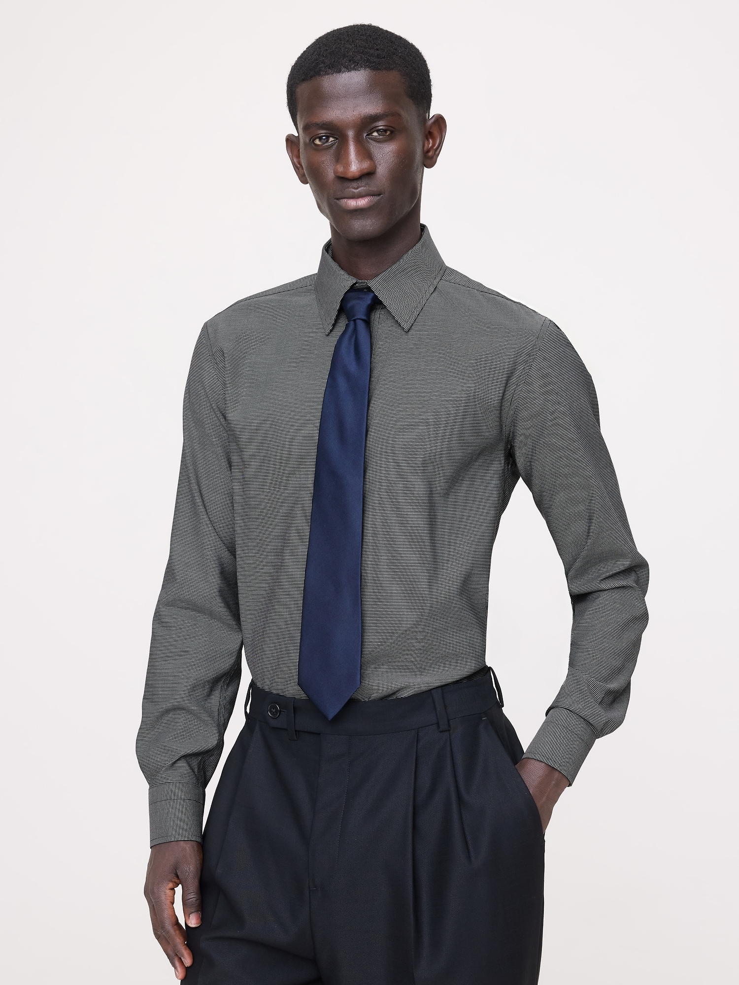 Slim-Fit Wrinkle-Resistant Dress Shirt - Olive Green Dobby