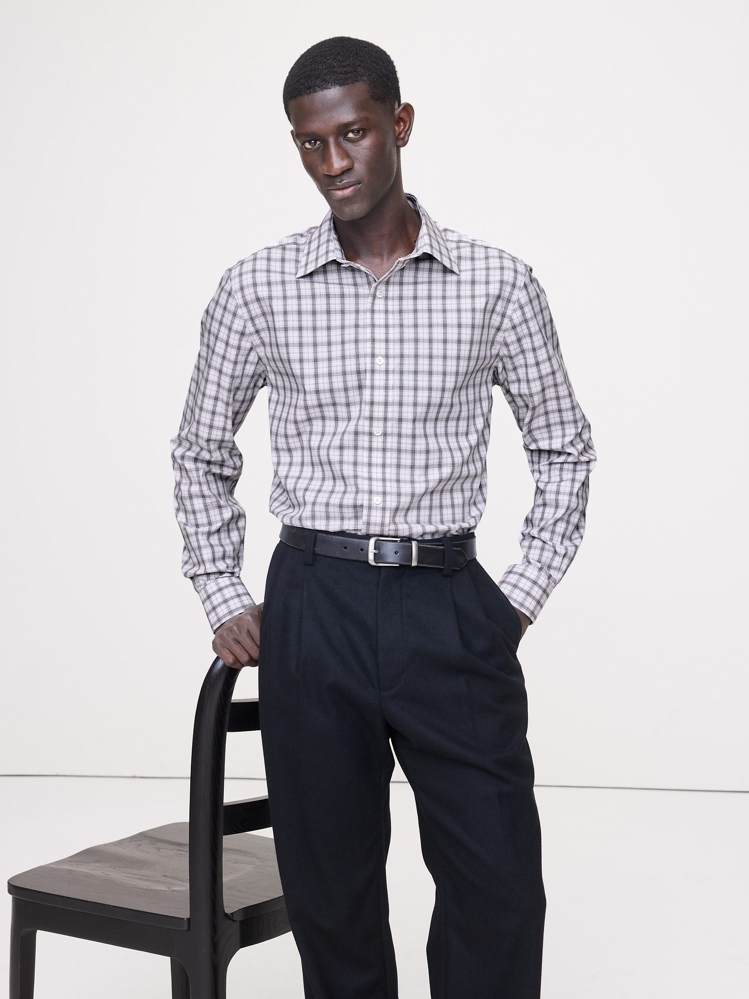 Chemise standard habillée infroissable - Jaune Et Gris