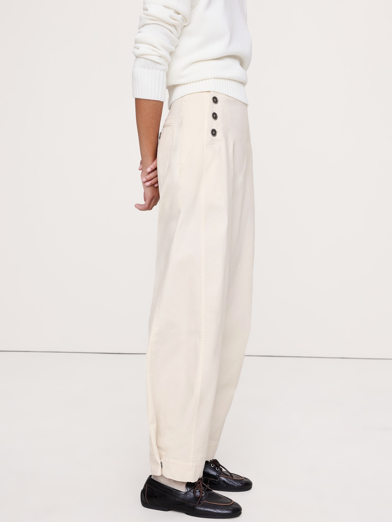 Image number 4 showing, High-Rise Stretch-Canvas Sailor Pant