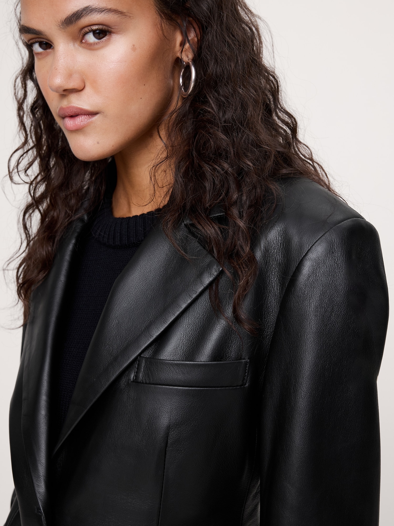 Image number 3 showing, Fitted Leather Blazer