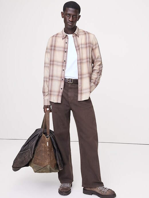 Chemise Homme Banana Republic 100% Coton Bio Taille L - Manches Longues - Motifs Carreaux - Très Bon état