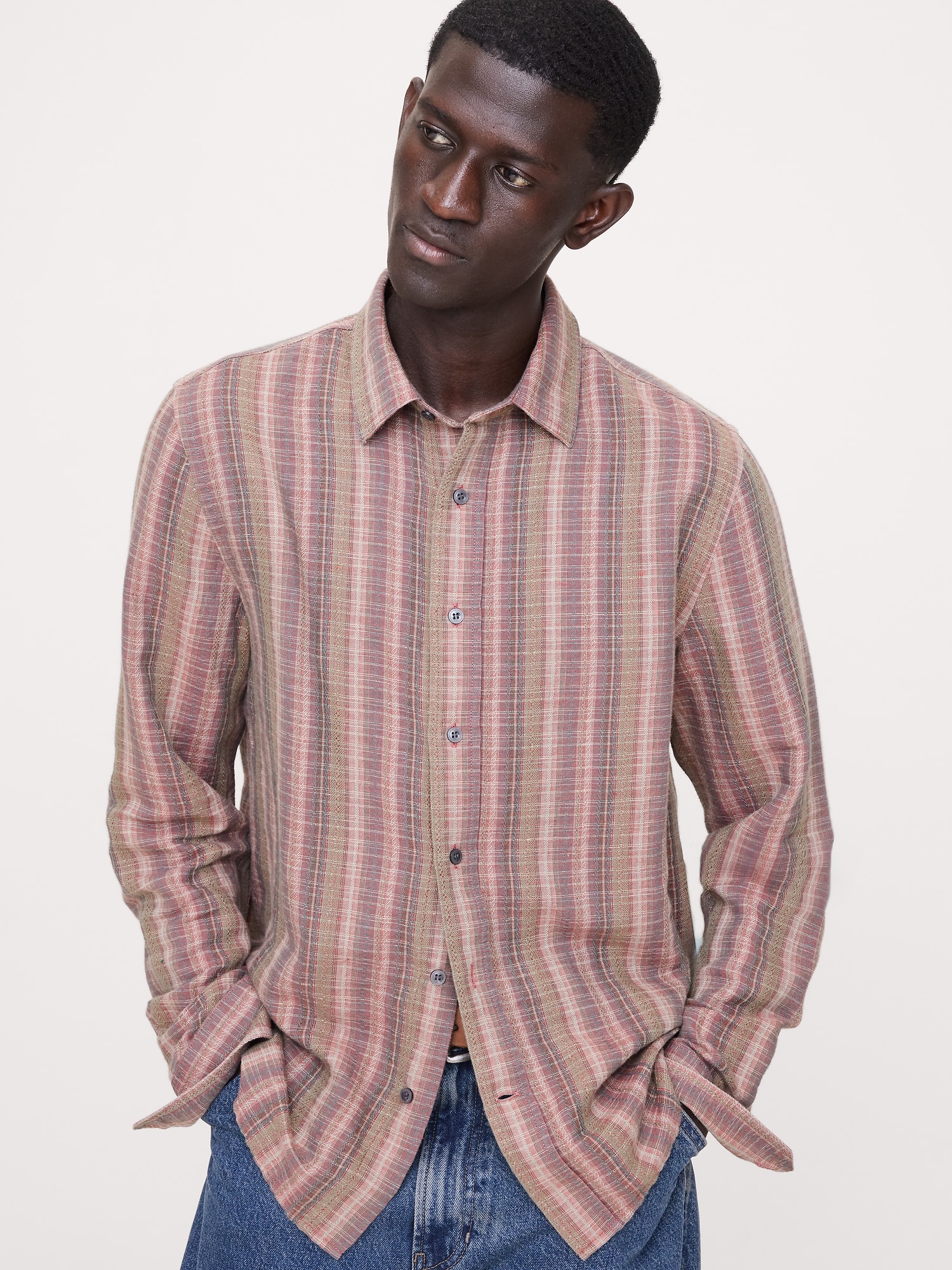 Image number 1 showing, Standard-Fit Linen-Cotton Shirt