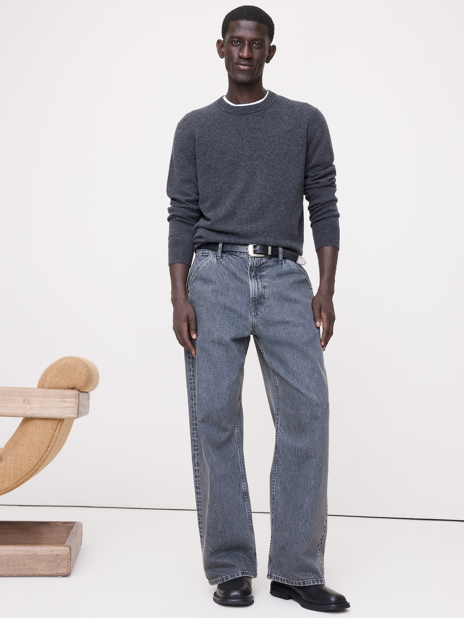 Cashmere Crew-Neck Sweater - Charcoal Gray