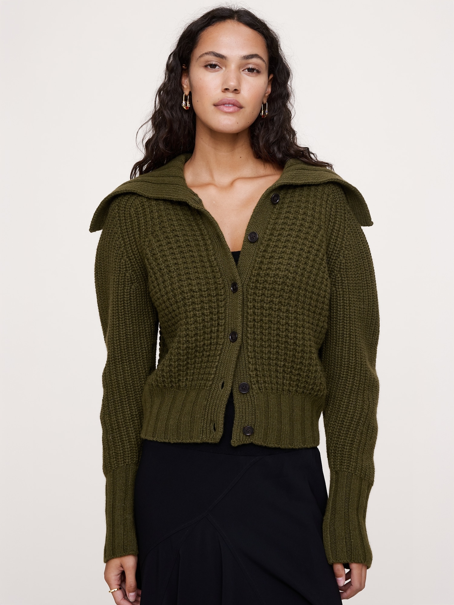 Merino-Cotton Cropped Cardigan