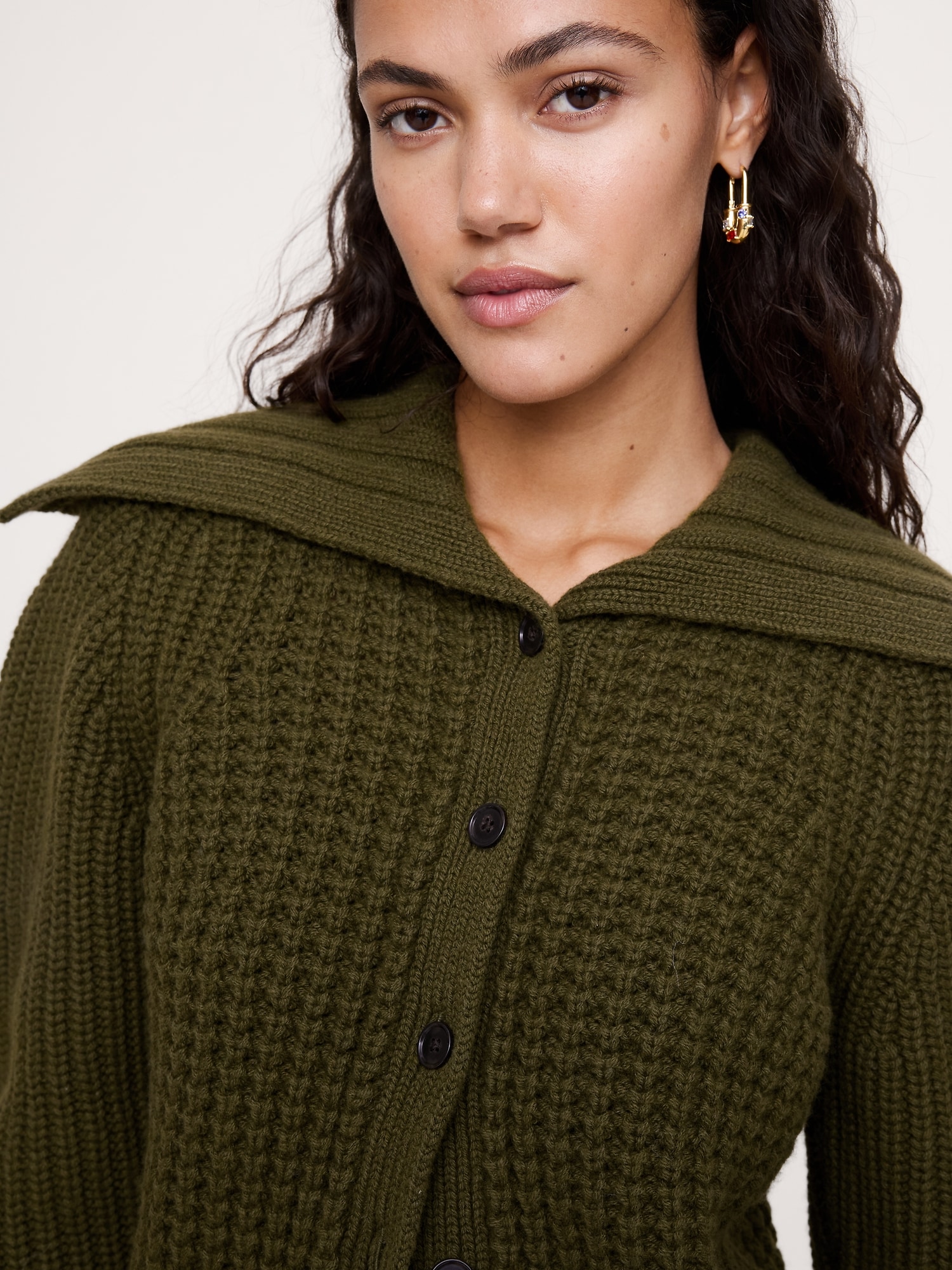 Image number 3 showing, Merino-Cotton Cropped Cardigan