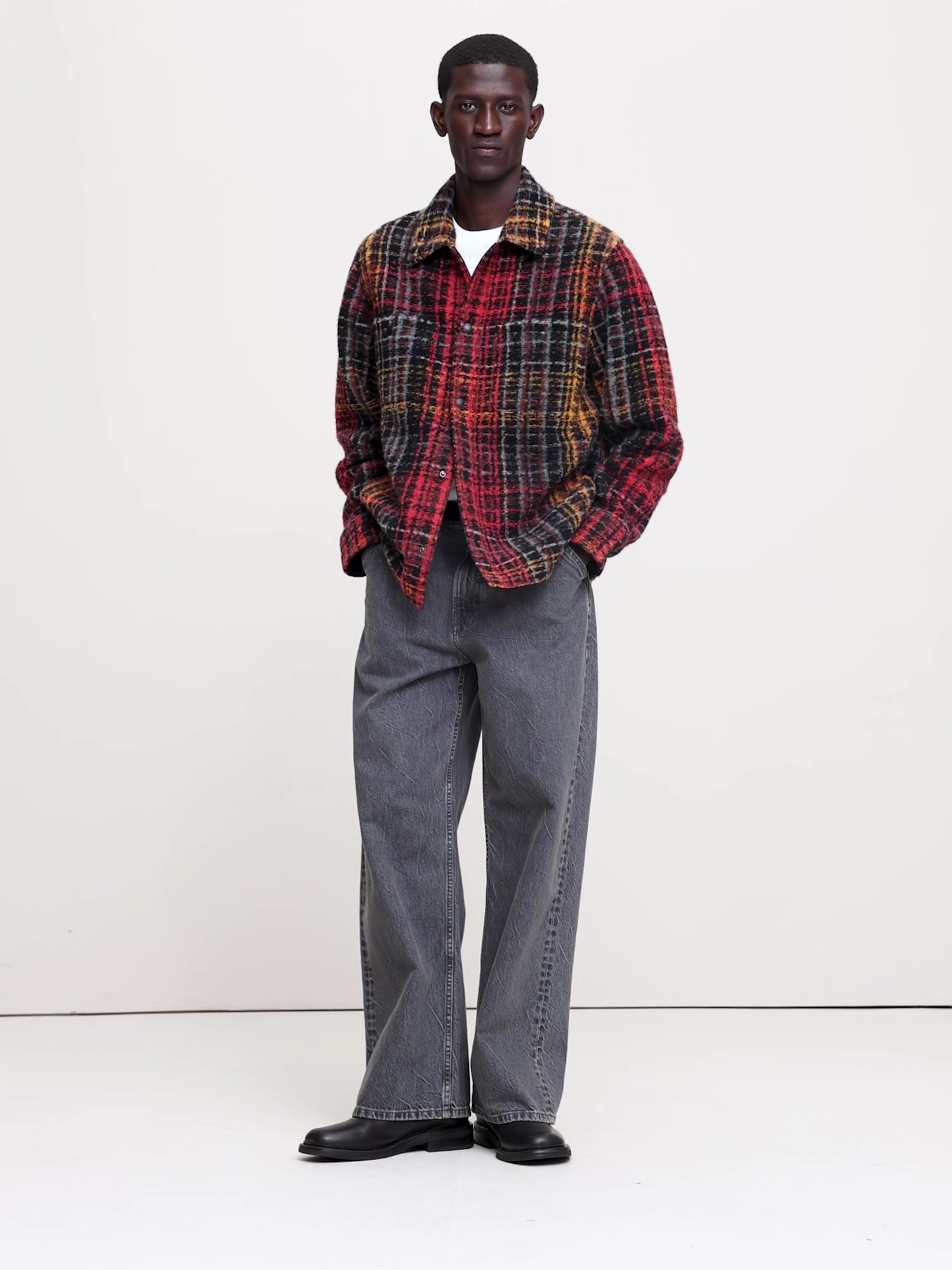 ジャケット・アウター ELCHELE / DADDY CHECK ZIP UP SHIRT Plaid Bouclé Shirt Jacket | Banana Republic