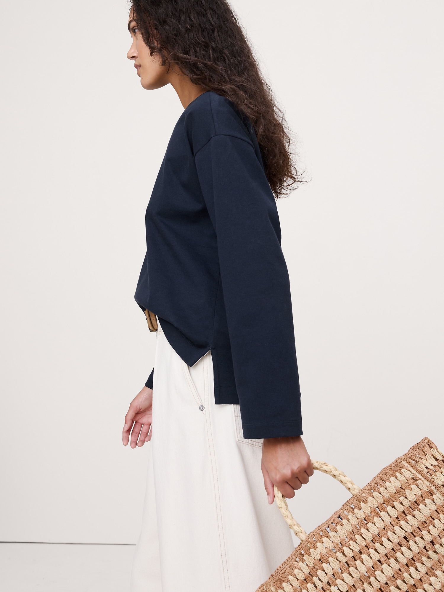 L'image numéro 3 présente T-shirt décontracté à encolure bateau en coton