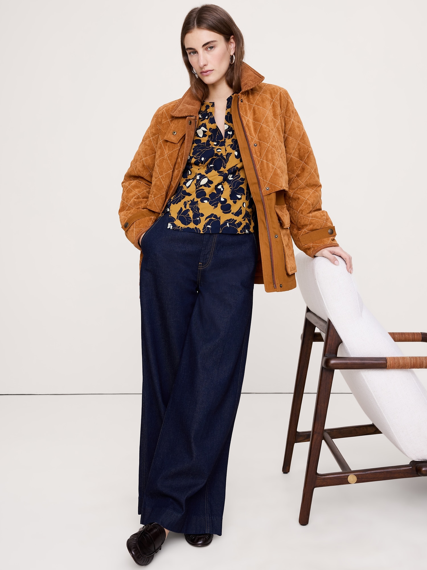 L'image numéro 4 présente Haut en coton extensible à manches volumineuses