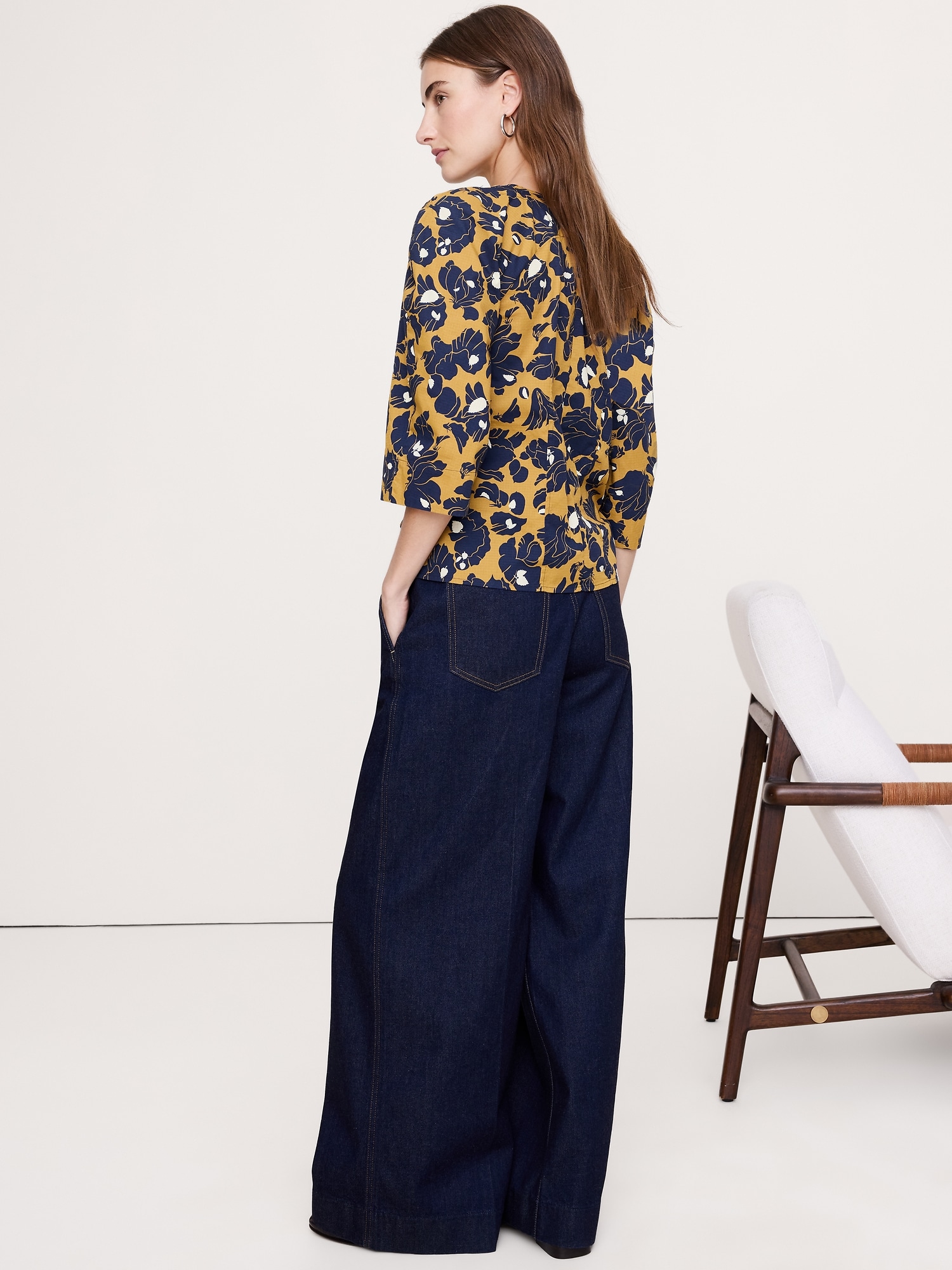 L'image numéro 3 présente Haut en coton extensible à manches volumineuses