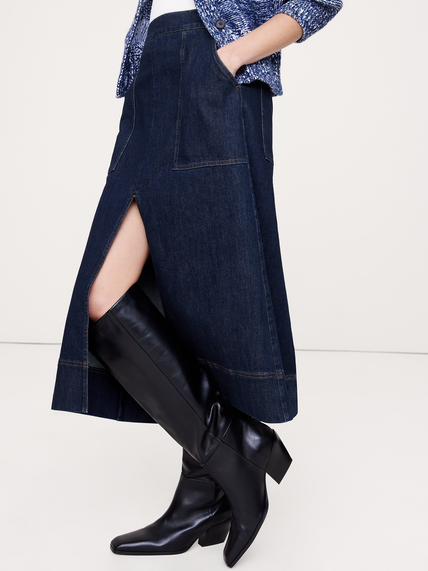 Image number 3 showing, Denim Midi Skirt