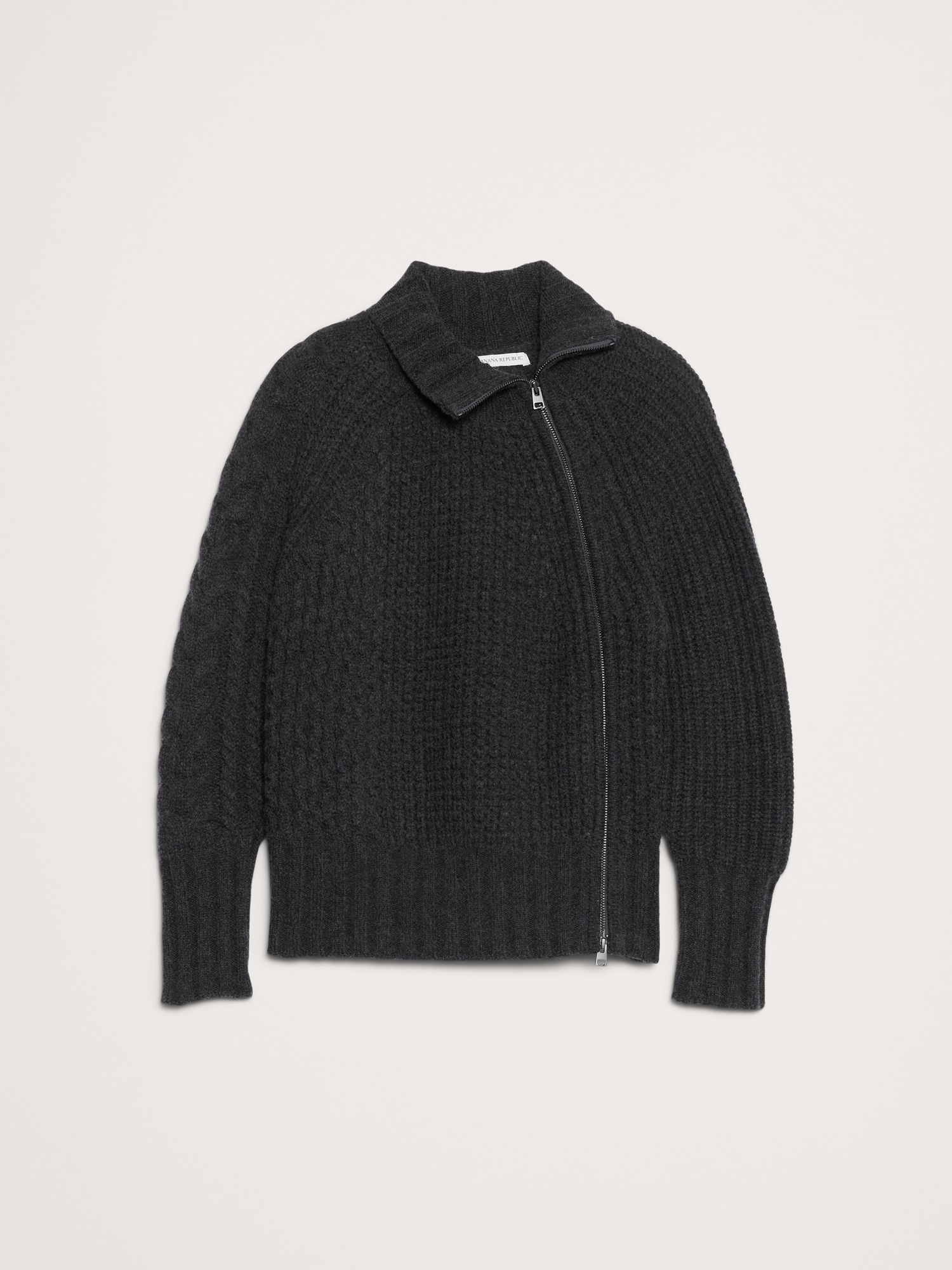 Image number 5 showing, Merino-Cotton Asymmetrical Zip Sweater