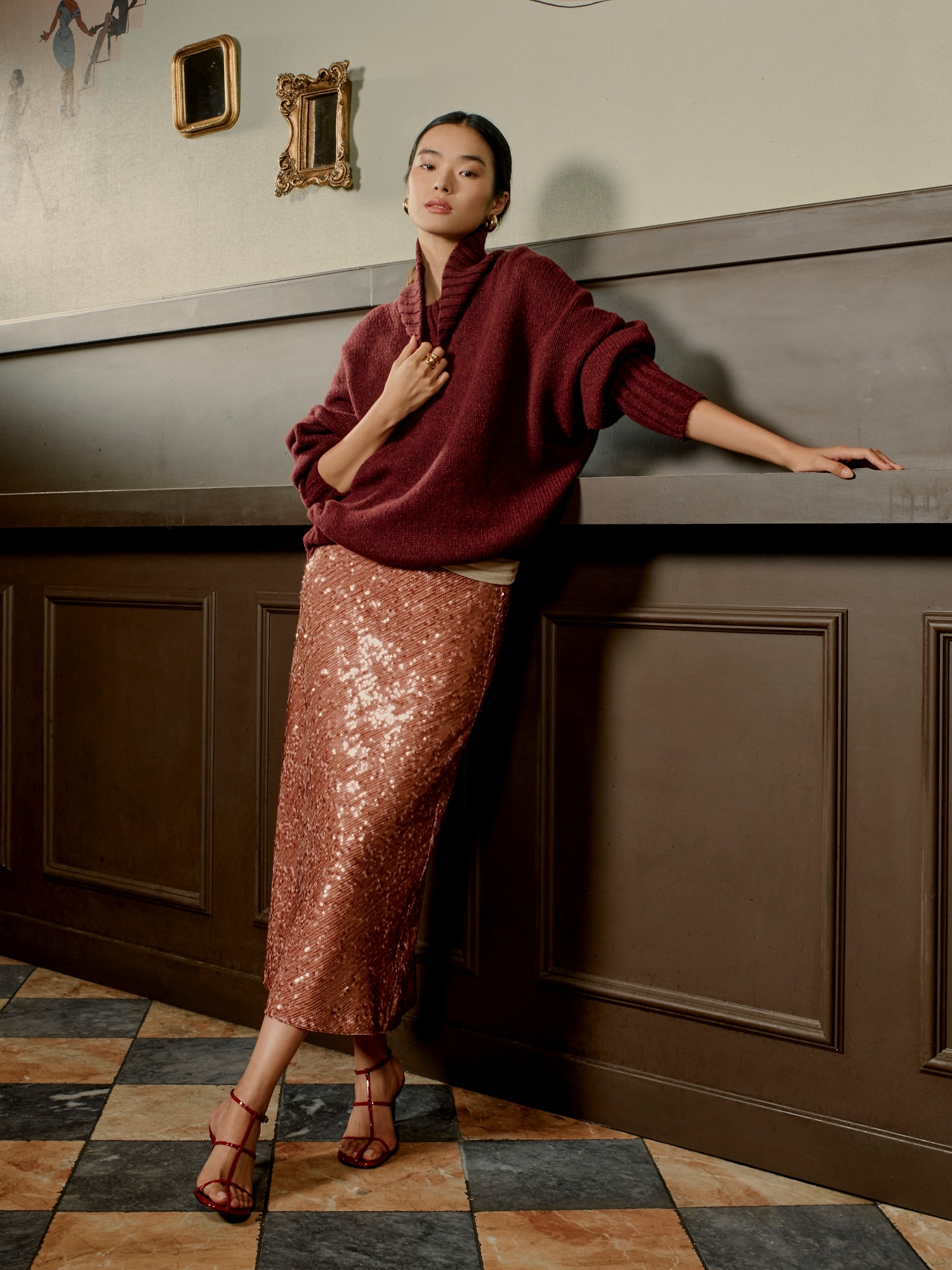 Image number 6 showing, Bias-Cut Sequin Maxi Skirt