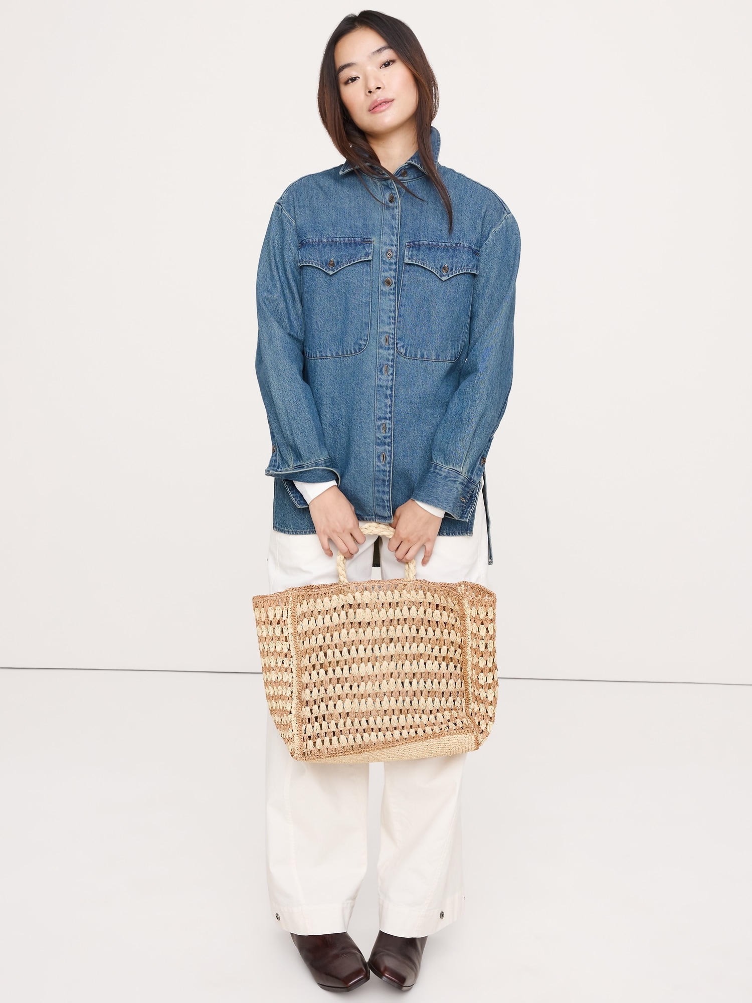 Denim Shirt Jacket - Medium Wash