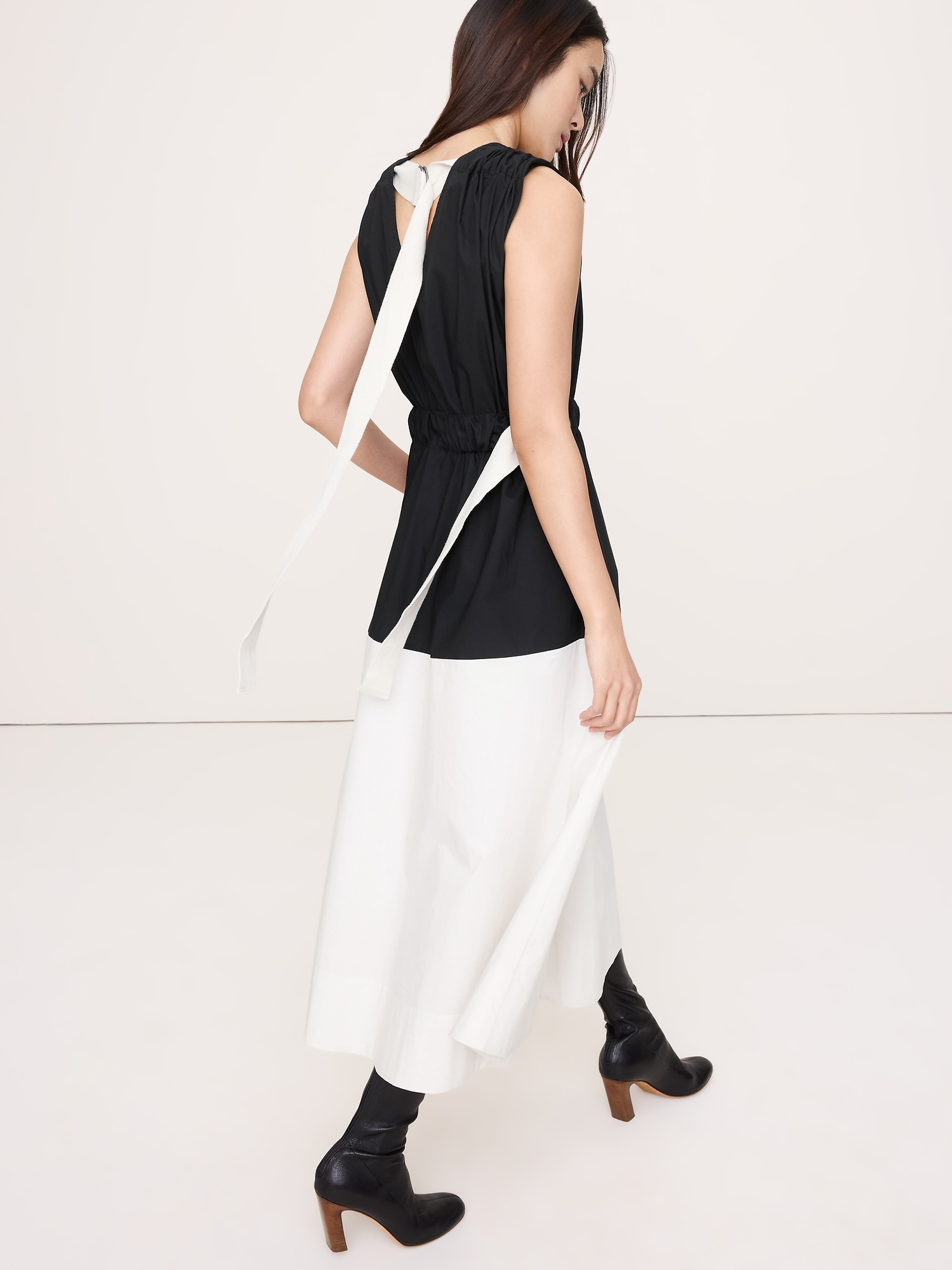 Image number 3 showing, Color-Blocked Cotton Poplin Midi Dress