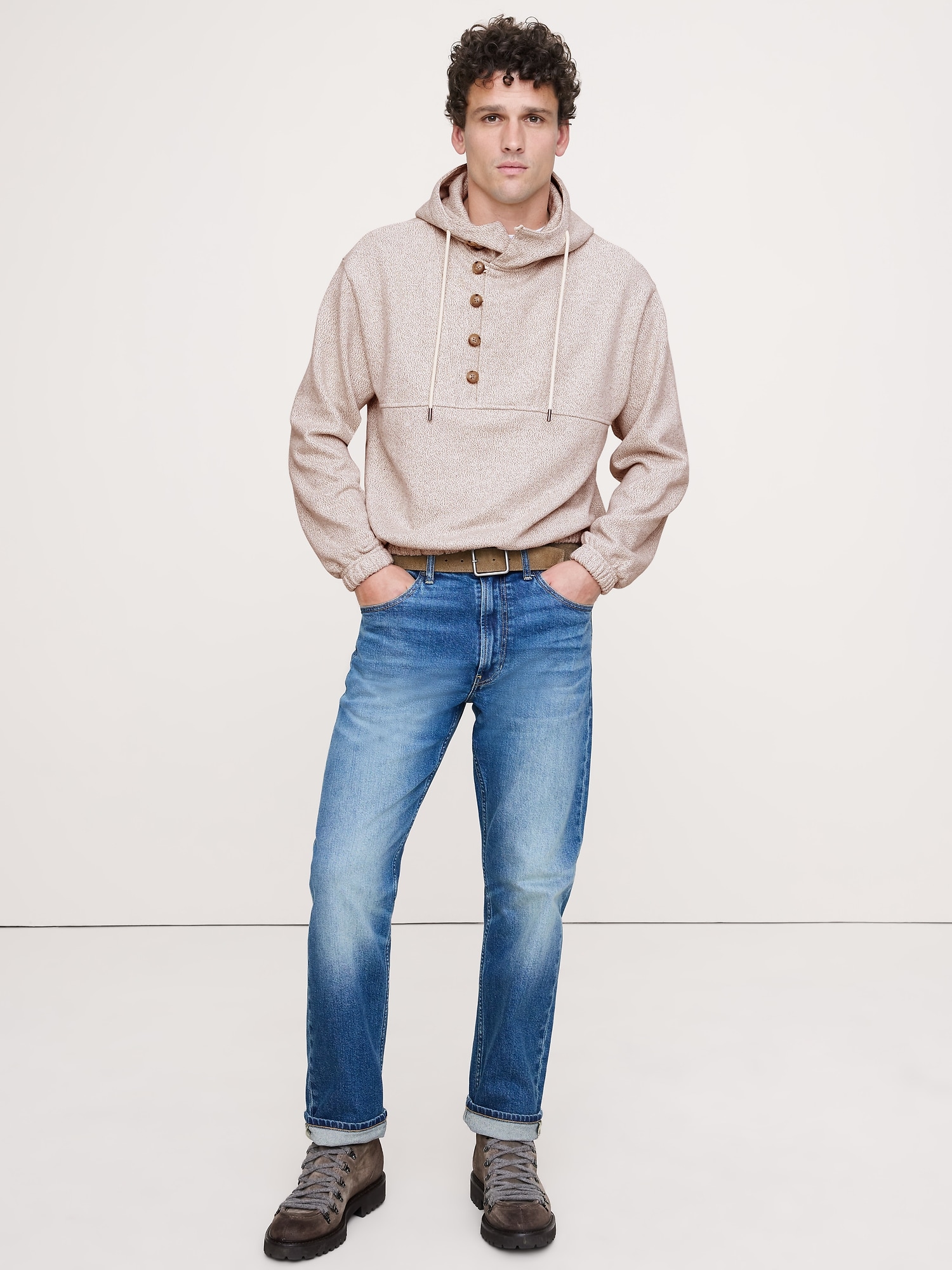 CHANDAIL À CAPUCHON DÉCONTRACTÉ FAÇON ANORAK EN MOLLETON BOUCLETTE