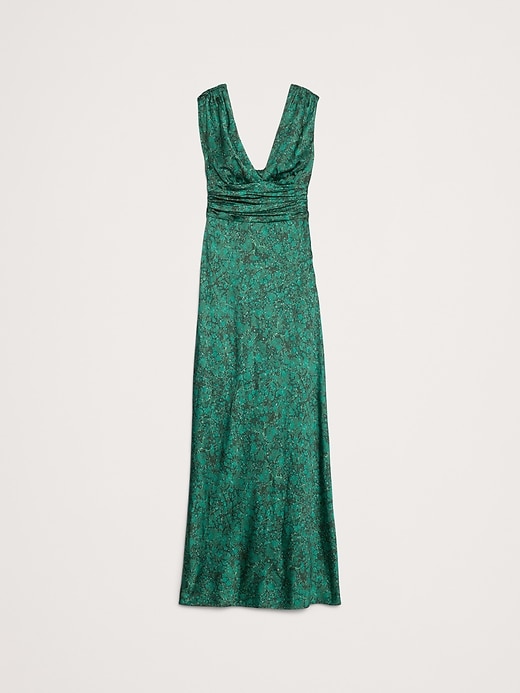 Stretch-Satin Twisted Open-Back Maxi Dress | Banana Republic