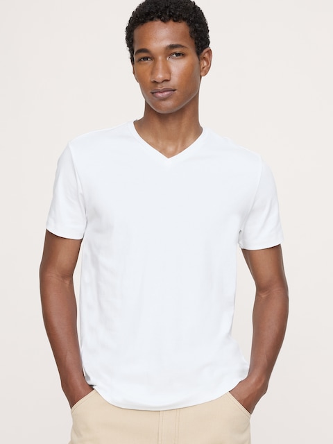 T-SHIRT À ENCOLURE EN V LUXUEUX