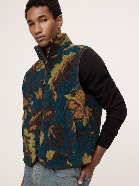 GILET EN SHERPA À IMPRIMÉ