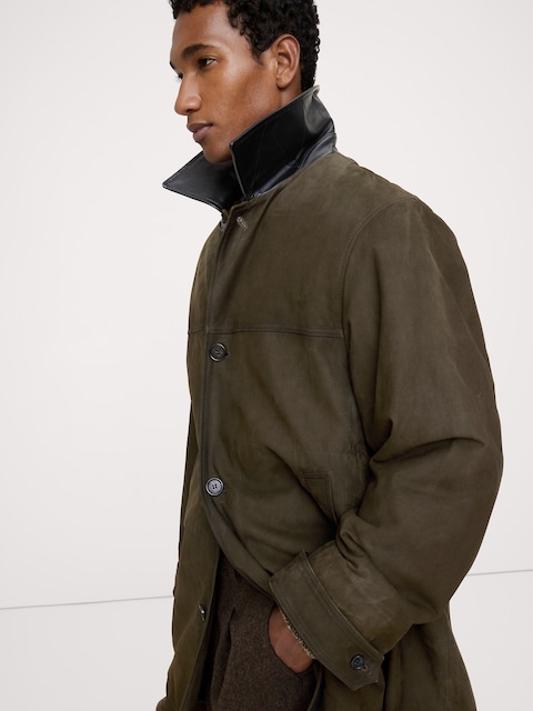MANTEAU TROIS-QUARTS EN CUIR NUBUCK