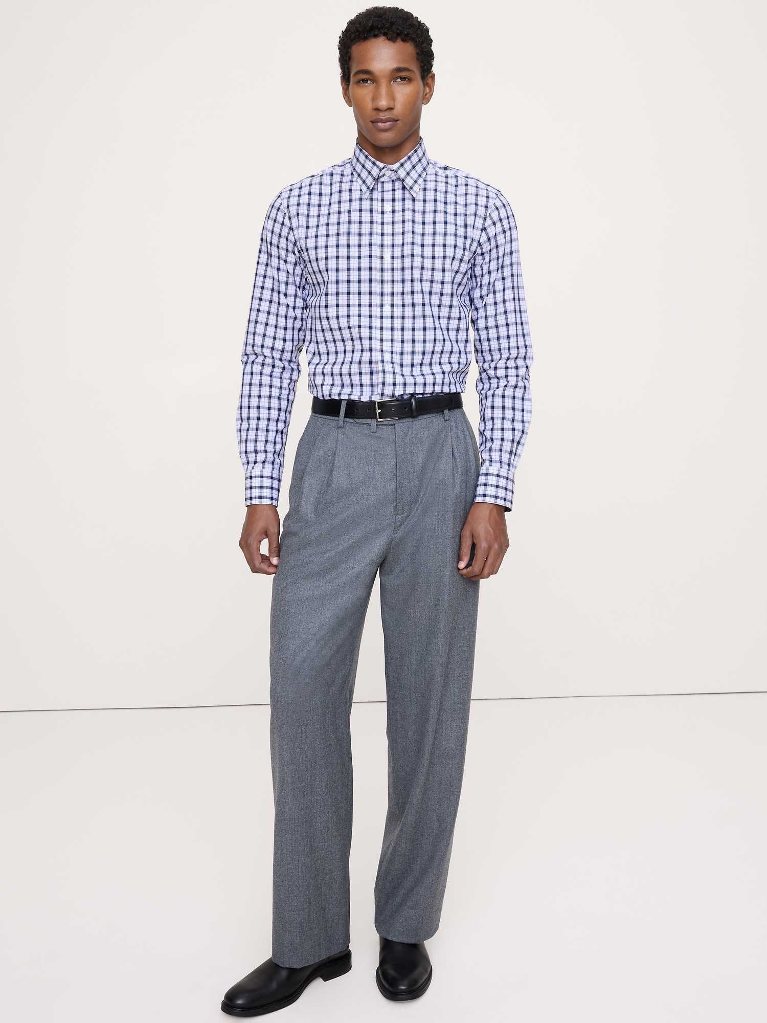 Slim-Fit Wrinkle-Resistant Dress Shirt - Lilac & Gray