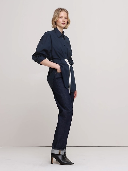 Cotton Poplin Drawstring-Waist Tunic | Banana Republic