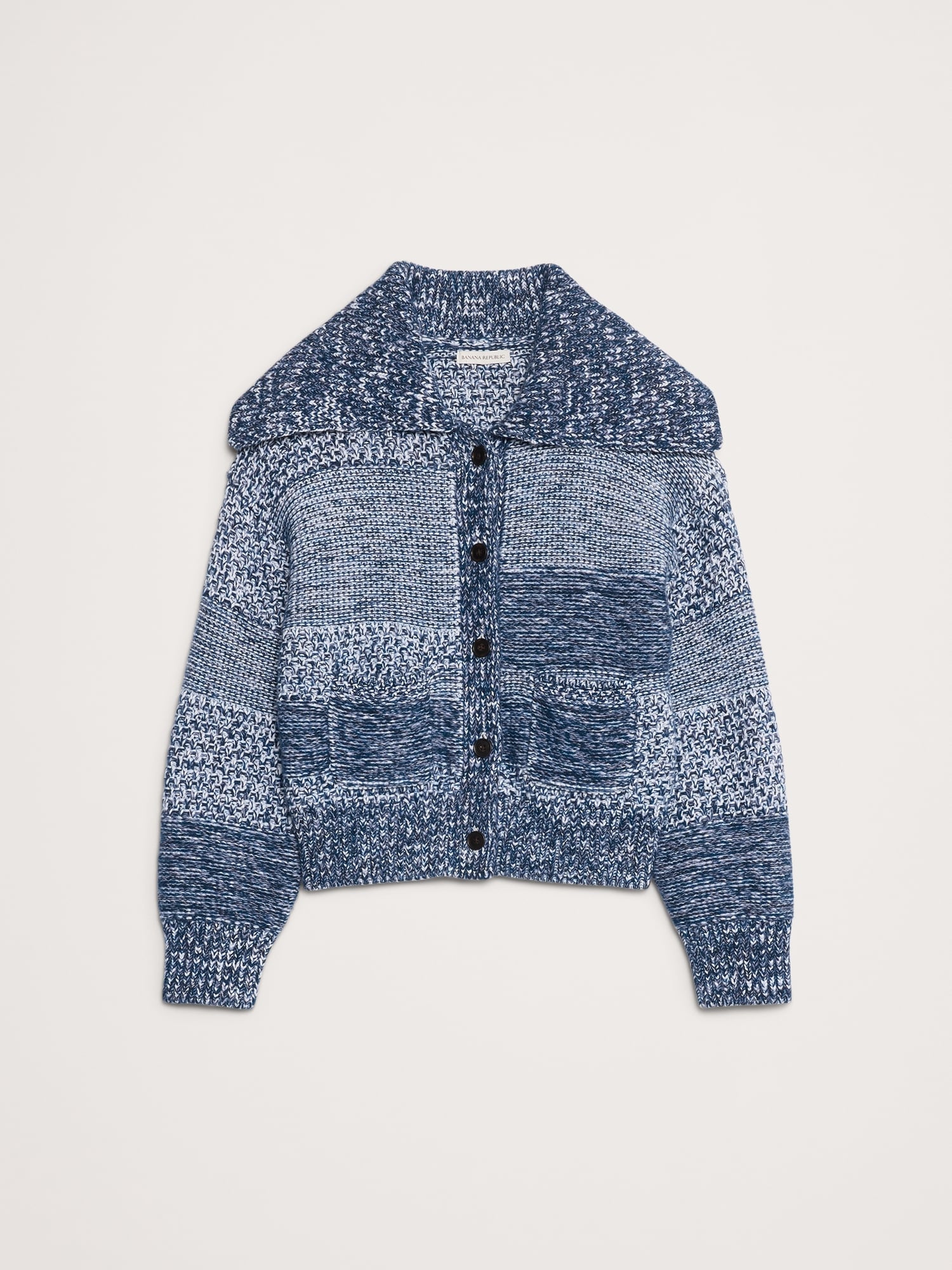 L'image numéro 5 présente Cardigan en laine et coton teint par sections