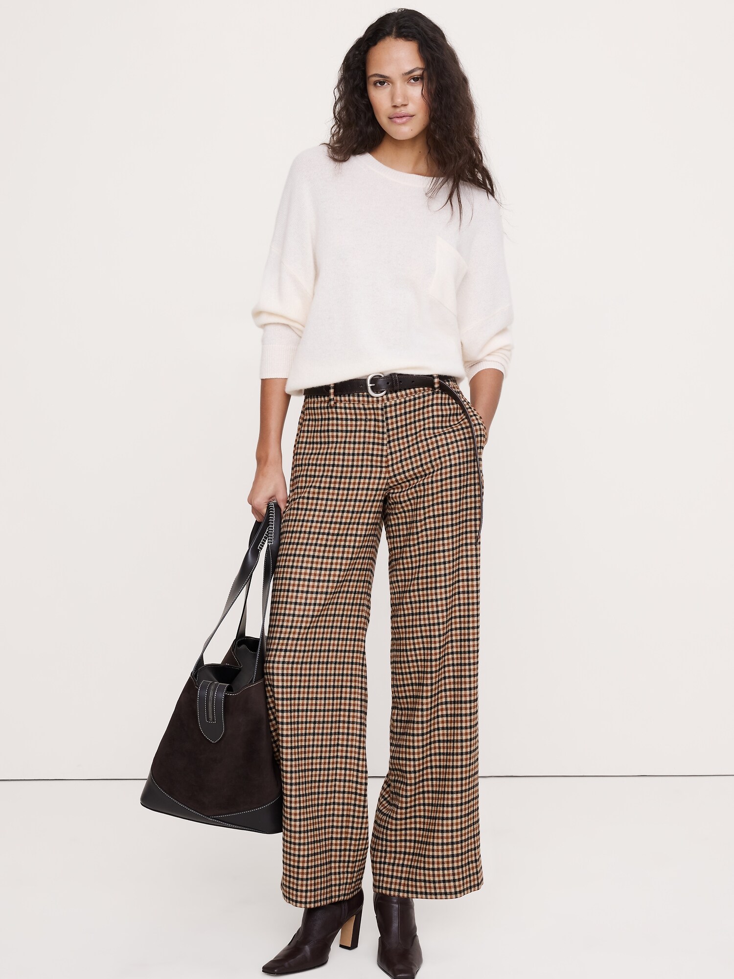 The Everyday Wide-Leg Flannel Pant - Warm Plaid