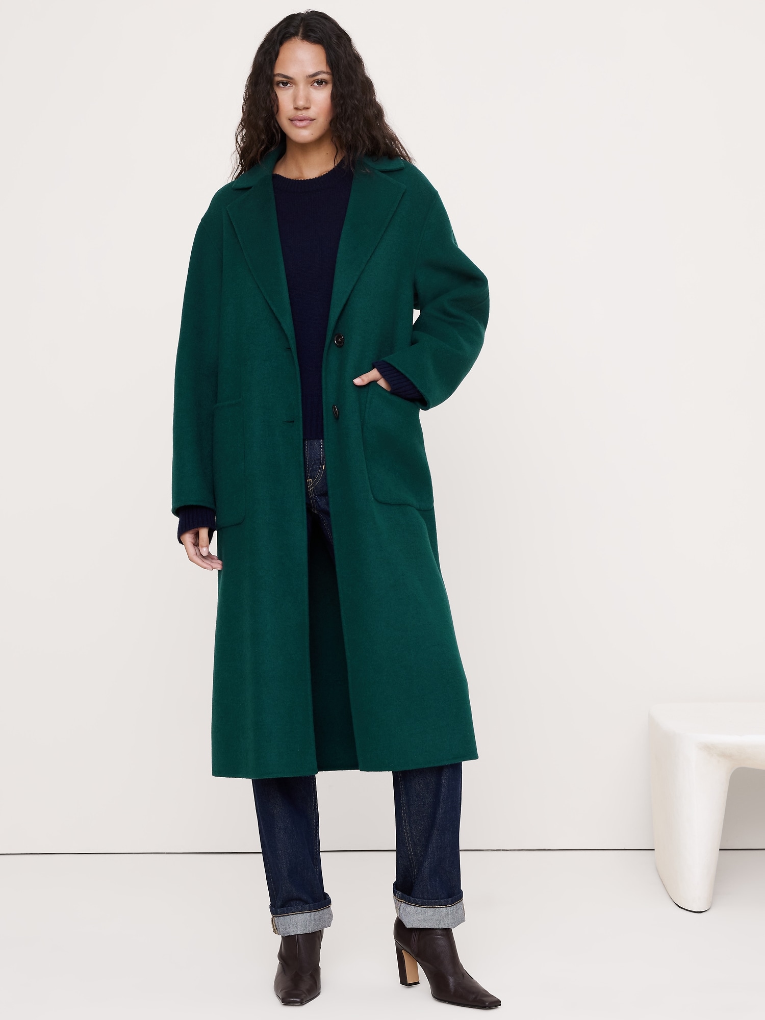 Double-Faced Top Coat - Forest Green