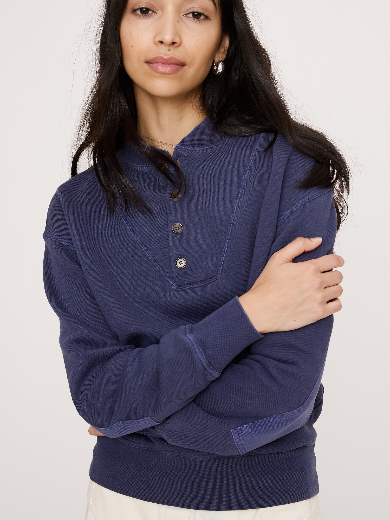 Image number 3 showing, French Terry Henley Sweatshirt