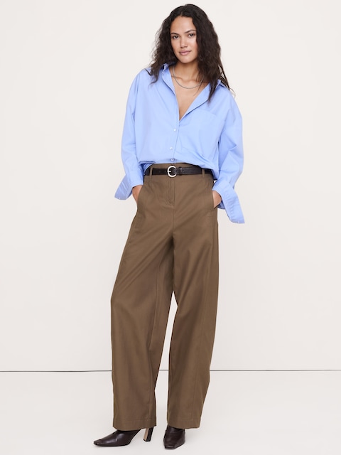 CHINO DOUX À TAILLE TRÈS HAUTE JAMBE BARIL