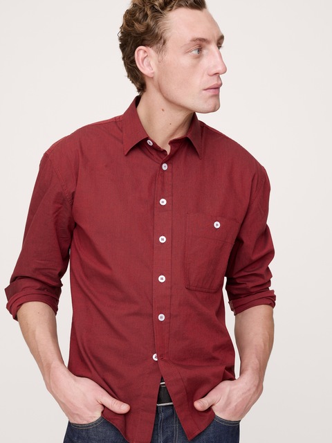 CHEMISE DÉCONTRACTÉE EN POPELINE DE COTON DÉLAVÉE